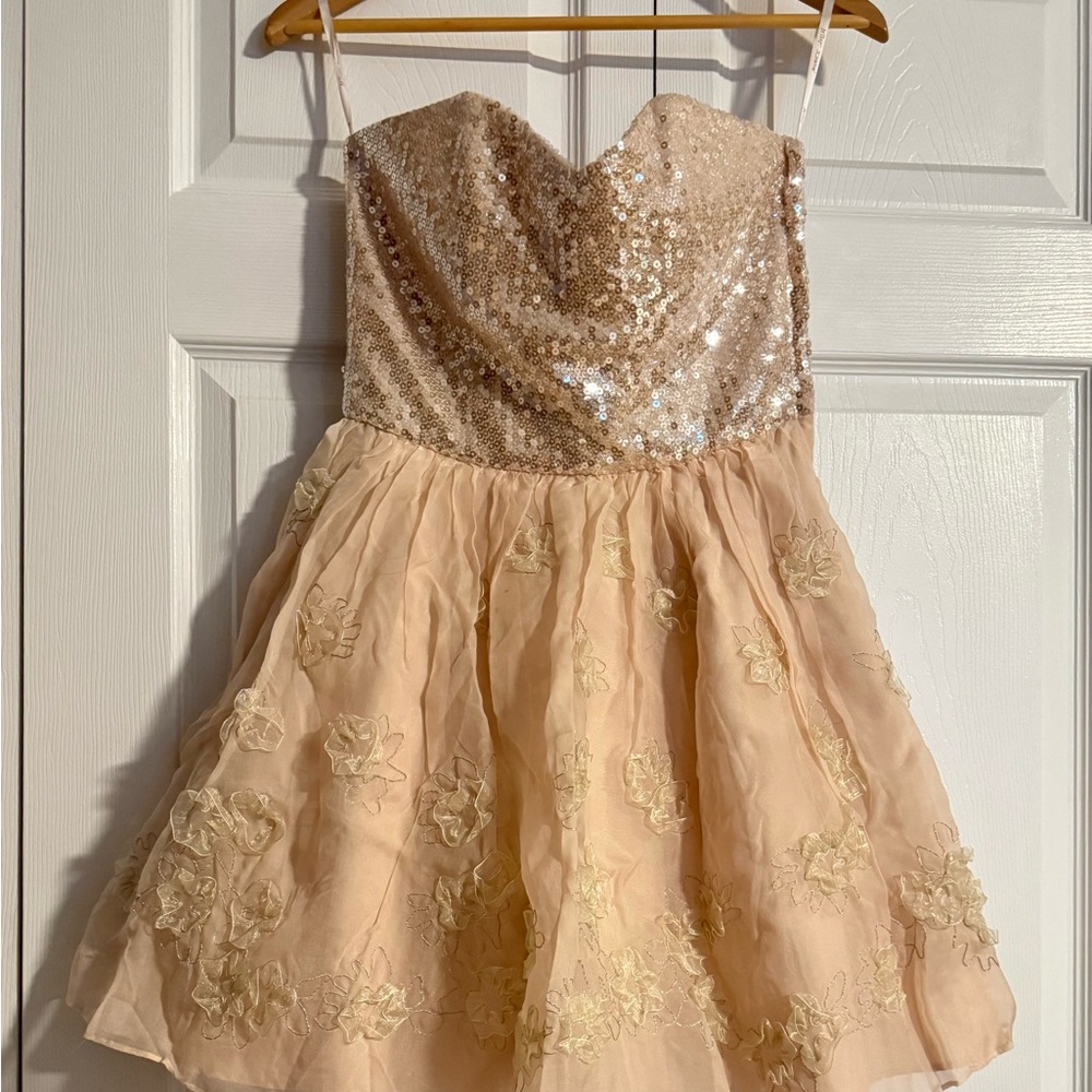 Betsey Johnson Gold Sequin Fit and Flare Dress